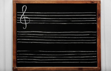 Lined blackboard for musical notes, close-upの写真素材