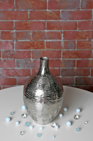 Home decor on brown brick wall backgroundの写真素材