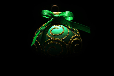 Beautiful Christmas ball on black backgroundの写真素材