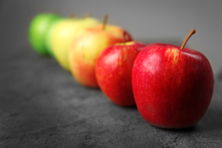 Apples on a tableの写真素材