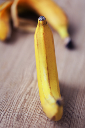 Bananas on wooden backgroundの写真素材