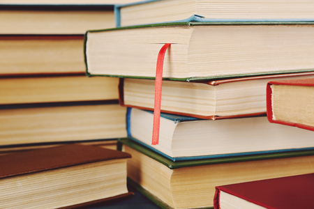 Pile of books, close-upの写真素材