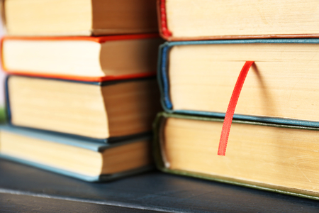 Pile of books, close-upの写真素材