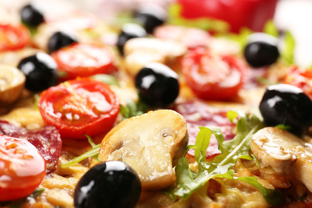 Delicious tasty pizza, closeupの写真素材