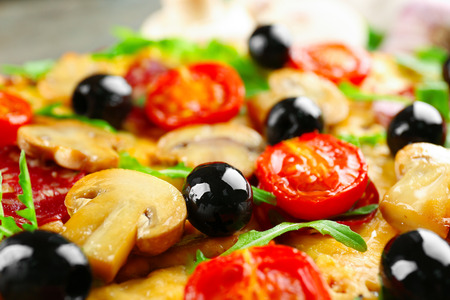 Delicious tasty pizza, closeupの写真素材