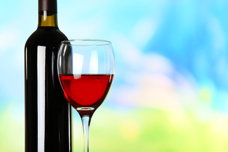 Wine on blurred natural backgroundの写真素材