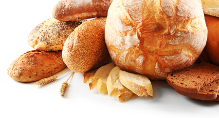 Bread and ears isolated on whiteの写真素材
