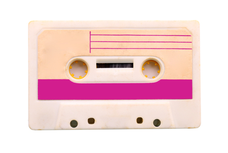 Old audio cassette, isolated on whiteの写真素材