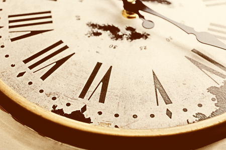 Round vintage wall clock, close up
