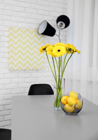 Dining table in home interiorの写真素材