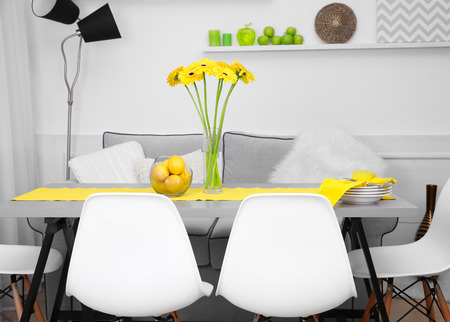 Dining table in home interiorの写真素材