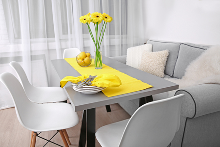 Dining table in home interiorの写真素材