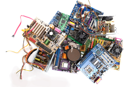 Computer parts, isolated on whiteの写真素材
