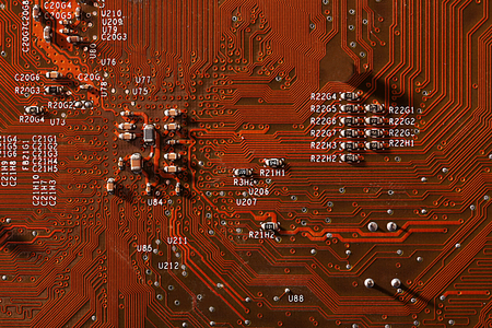 Computer motherboard, close up