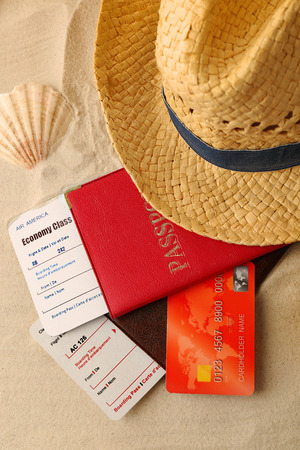 Pay cash on holiday with a credit cardの写真素材