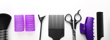 Barber set with tools, isolated on whiteの写真素材