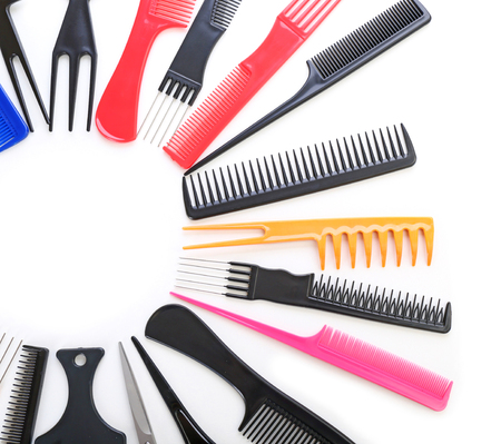 Barber set with tools, isolated on whiteの写真素材