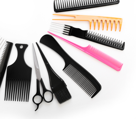 Barber set with tools, isolated on whiteの写真素材