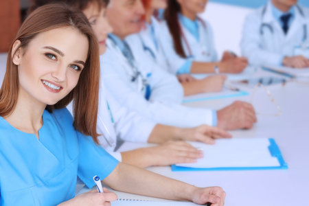 Team of doctors at working place indoorsの写真素材