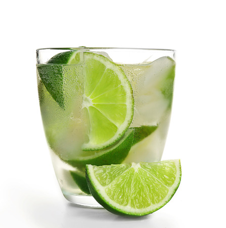 Mojito drink with lime, isolated on whiteの写真素材