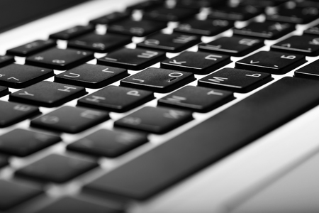 Black keys of computer keyboard, closeupの写真素材