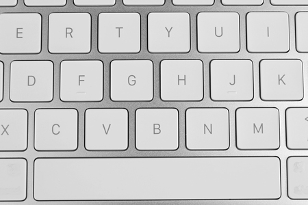 White keys of computer keyboard, closeup