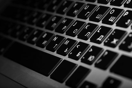Black keys of computer keyboard, closeupの写真素材