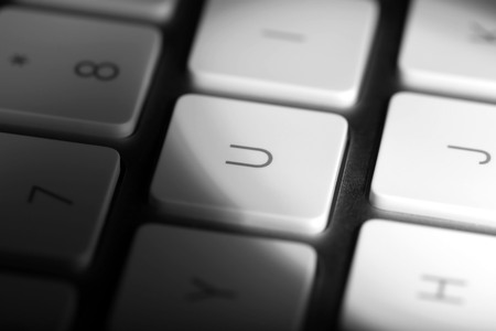 White keys of computer keyboard, closeup