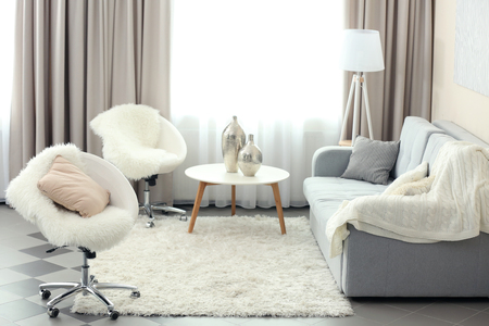 Stylish bright living roomの写真素材