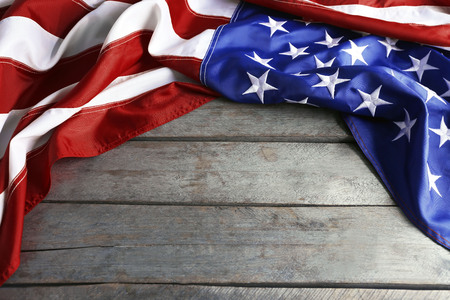 Flag of United States of America wooden background