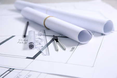 Project drawings and tools.の写真素材