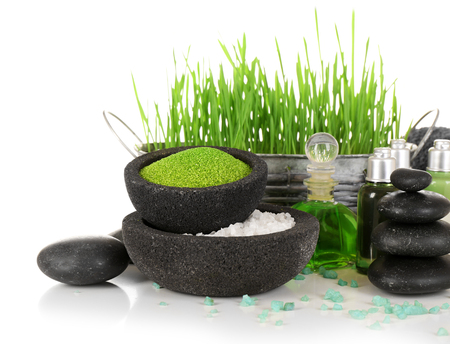 Spa treatment with essential oils isolated on white.の写真素材
