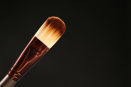 Professional makeup brush on black background
