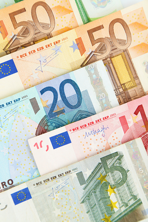 Set of different euro banknotesの写真素材