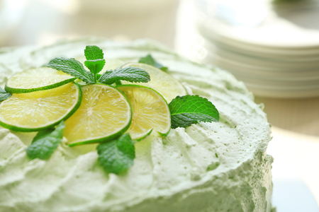 Big lime cake, close upの写真素材