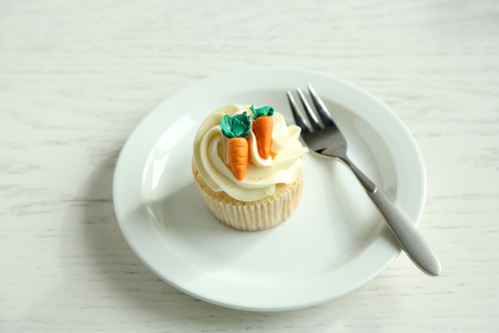 Easter cupcake on plate, closeupの写真素材