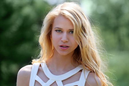 Young beautiful woman outdoorsの写真素材