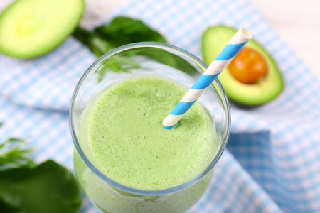 Delicious fresh avocado smoothieの写真素材