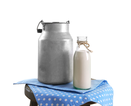 Dairy products isolated on whiteの写真素材