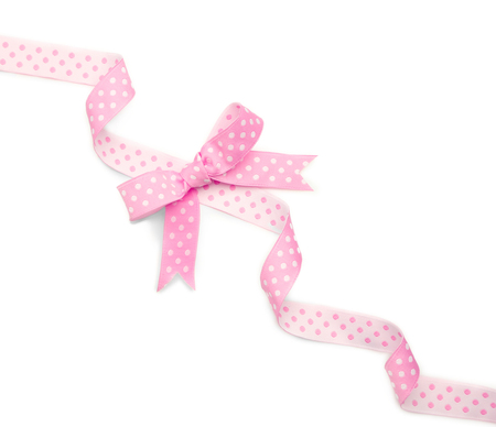 Pink ribbon, isolated on whiteの写真素材