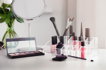 Cosmetic set on light dressing tableの写真素材