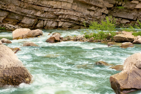 Magnificent mountain river, close upの写真素材
