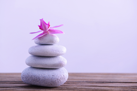 White spa stones on light backgroundの写真素材