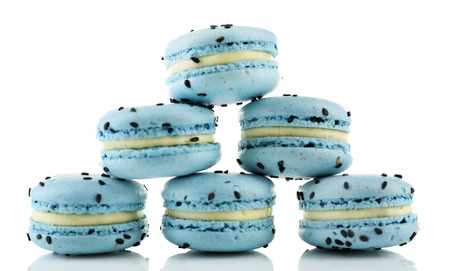 Tasty macaroons, isolated on whiteの写真素材