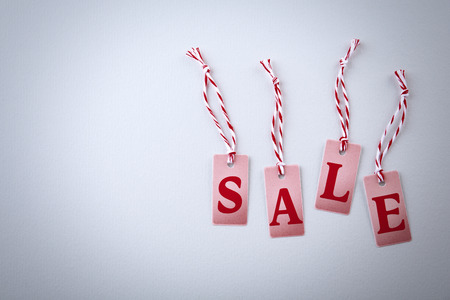 Paper tags sale concept. Flat layの写真素材