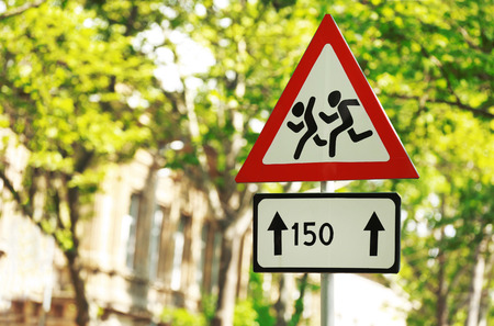 Road sign on streetの写真素材