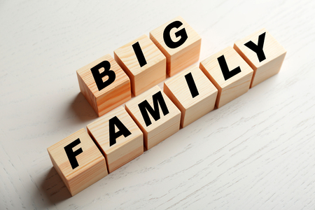 Words BIG FAMILY on light backgroundの写真素材