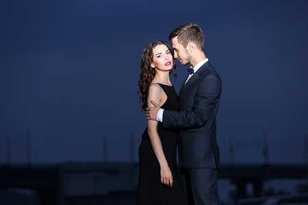 Elegant couple, evening outdoorの写真素材