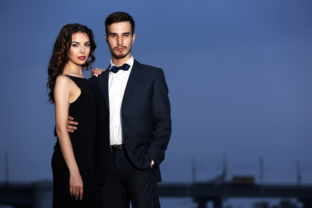 Elegant couple, evening outdoorの写真素材