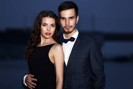 Elegant couple, evening outdoorの写真素材